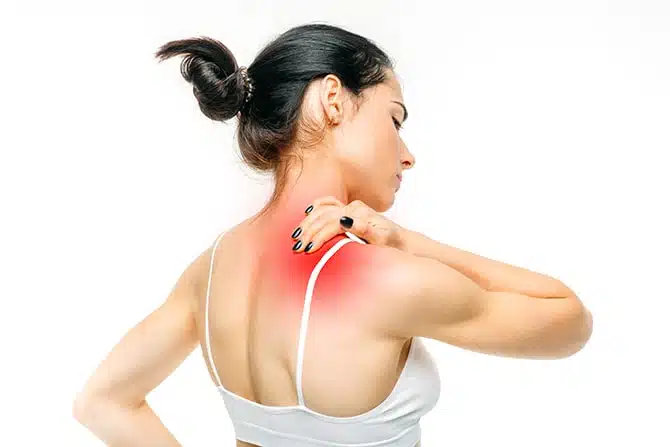 Woman suffering from intense body pain 