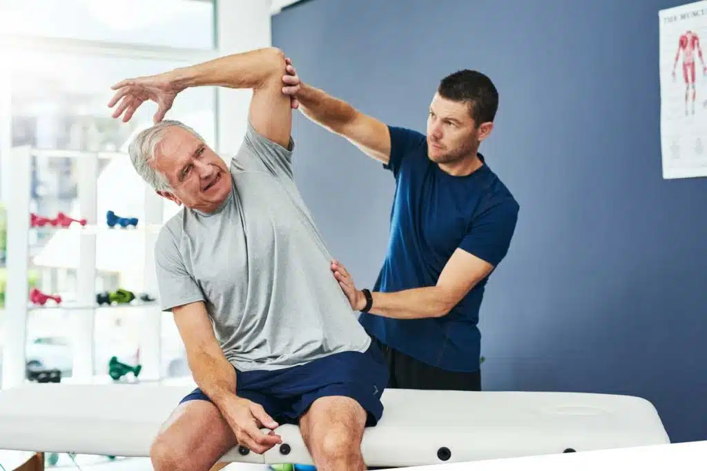 Chiropractor is doing some chiropractic treatment to the patient.