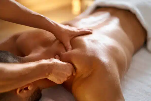 Massage therapy treatment at the chiropractic clinic.