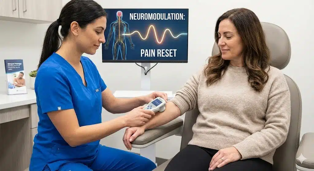 Stimpod Therapy uses gentle electrical waves to calm overactive nerves